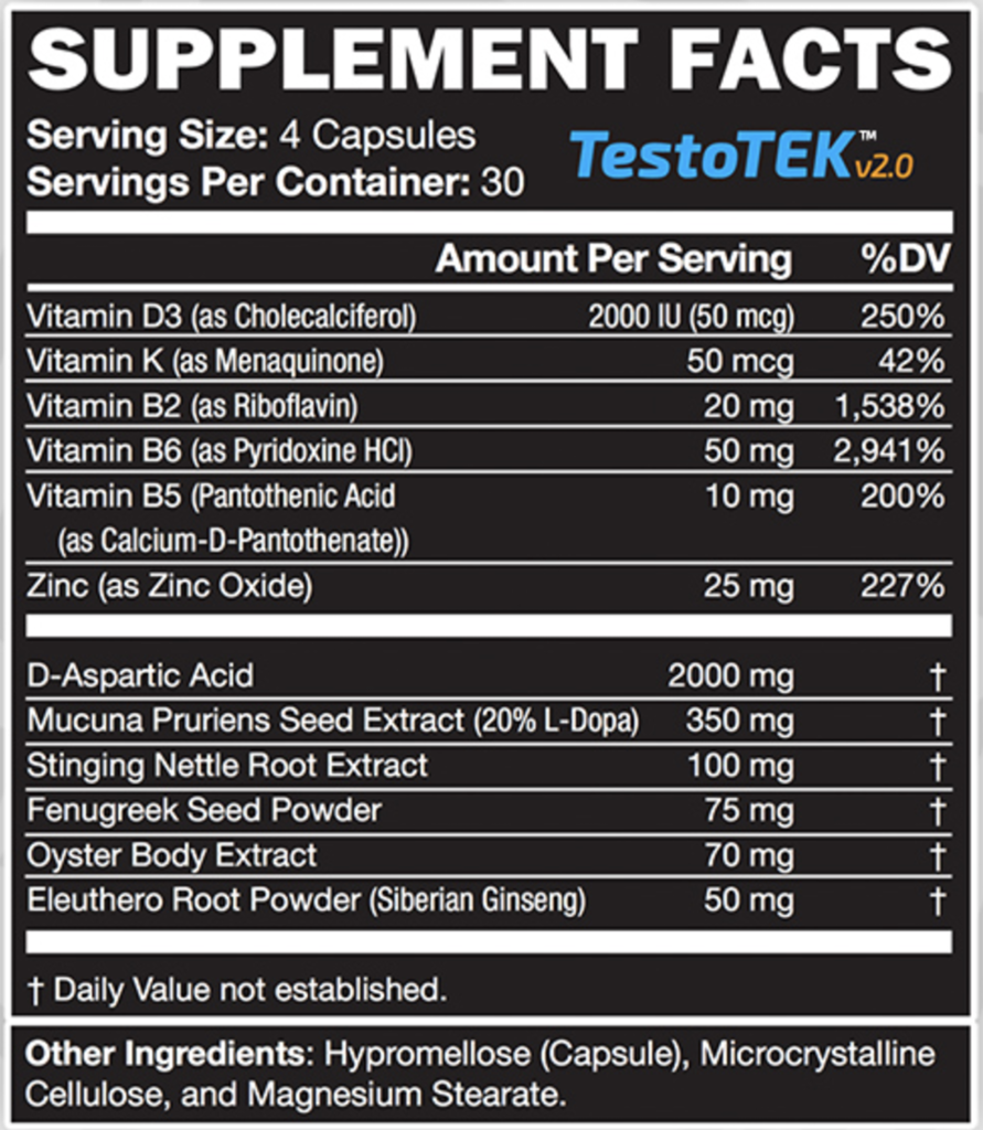 testotek ingredients